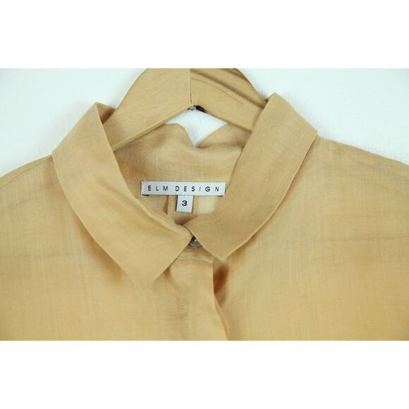 Elm Design Trapeze Hem Tie Front Blouse 3 L Sheer FLAWS Lagenlook Collared Tunic - Picture 2 of 15